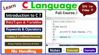 C Programming Full Course Hindi  Learn Coding [upl. by Darooge]