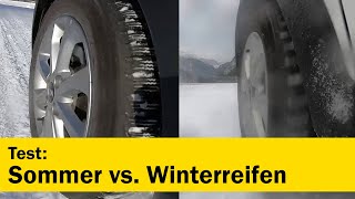 Vergleich Sommerreifen vs Winterreifen  ÖAMTC Fahrtechnik [upl. by Padraic576]