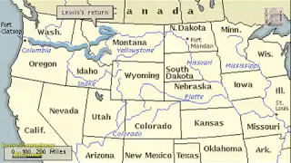 LEWIS AND CLARK EXPEDITION AND VOYAGE HISTORY ANIMATION ON A MAP [upl. by Miner]