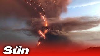 Philippines volcano  Dramatic footage of Taal eruption [upl. by Davena]