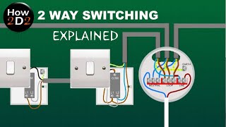 2 WAY SWITCHING EXPLAINED How to wire 2 way switches together Wiring light switch to ceiling rose [upl. by Anitsua417]