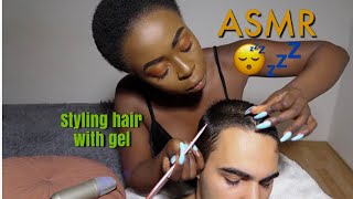 ASMR Styling Hair With Gel 💆🏽‍♂️ [upl. by Aikin]