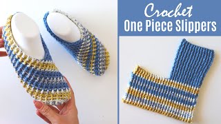 How To Crochet Easy One Piece Slippers [upl. by Anaili190]