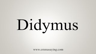 How To Say Didymus [upl. by Arrad]