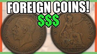 5 FOREIGN COINS THAT ARE WORTH MONEY  GREAT BRITAIN PENNY COINS TO LOOK FOR [upl. by Nennerb226]