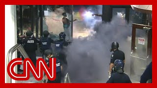 Violent George Floyd protests at CNN Center unfold live on TV [upl. by Letty]