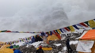 Hit by Avalanche in Everest Basecamp 25042015 [upl. by Atirabrab]