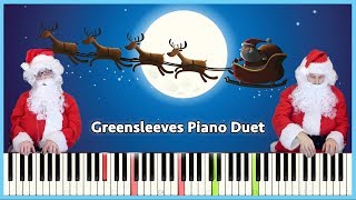 Greensleeves  PIANO DUET Synthesia [upl. by Ynnav]