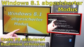 Windows 81 abgesicherten Modus aufrufen  Taste F8 aktivieren [upl. by Jaclyn]