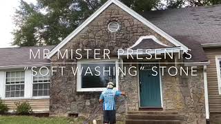 Soft Washing A Stone Front House [upl. by Udell326]