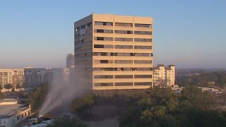 Implosion fails to completely demolish Dallas building [upl. by Idas965]