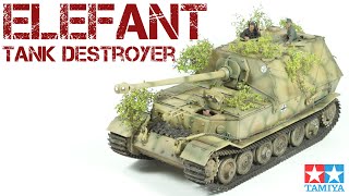 Elefant tank destroyer with foliage camouflage  full build Tamiya 135 scale model [upl. by Roath]