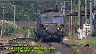 European Railways in the 1990s Poulseur Station Belgium SNCB on 30th May 1999 [upl. by Llemrej733]