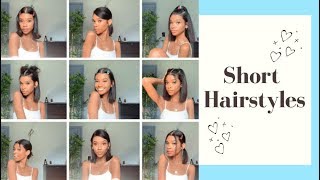 12 EASY SHORT HAIRSTYLES ✨ [upl. by Hannover819]