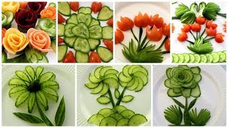 10 Super Salad Decoration Ideas  Vegetable Flower Plate Decoration [upl. by Sylvia]