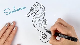 Beginners how to draw a seahorse [upl. by Simson]