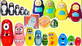 STACKING NESTING Dolls Collection Yo Gabba Gabba Teletubbies Sesame Street In The Night Garden Toys [upl. by Rab]