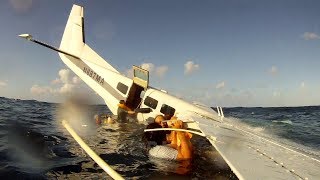 Cessna Engine Failure and Ditching in Ocean Filmed From Inside HD [upl. by Leunamesoj]