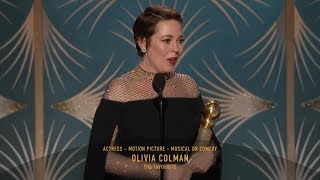 HD Olivia Colman Wins Best Actress  2019 Golden Globes [upl. by Neelhsa642]