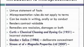 Misrepresentation Lecture 1 of 4 [upl. by Dreda927]