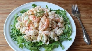 Shrimp amp Pasta Shells Salad  Cold Macaroni Salad with Shrimp Recipe [upl. by Bohman]