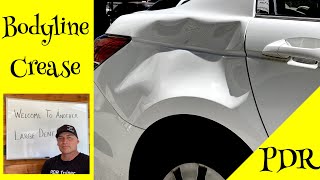 Removing Large Bodyline Crease Dent with PDR  TIPS amp Techniques [upl. by Atinel759]