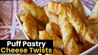 Super Easy Puff Pastry Cheese Twists [upl. by Htial480]