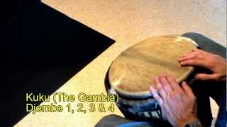 Djembe rhythms and grooves part 2 from The Gambia Fulla Kuku Tiriba [upl. by Eemaj271]