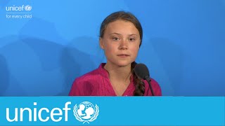 “How dare you” Greta Thunberg addresses UN Climate Summit  UNICEF [upl. by Adniralc674]