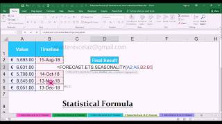 FORECASTETSSEASONALITY Function with Example in MS Excel 2016 [upl. by Daphene]