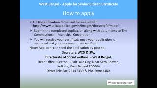 West Bengal  Apply For Senior Citizen Certificate [upl. by Tim]