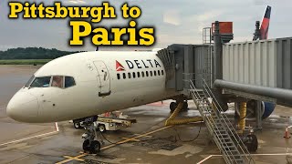 Full Flight Delta Air Lines B757200 Pittsburgh to Paris PITCDG [upl. by Deevan]