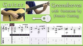 Greensleeves with variations by Francis Cutting Guitar Notation  TAB [upl. by Esta940]