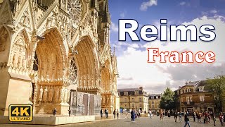 Reims France  Walking Tour 4K UHD [upl. by Segalman]