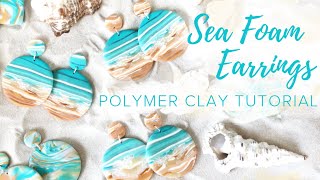 Sea Foam Earrings  Easy Polymer Clay Jewelry Tutorial [upl. by Imotas]