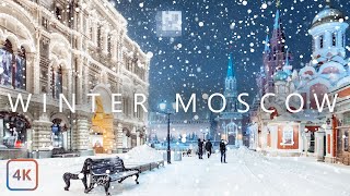 【4K】Snowfall in Moscow Russia  Walking in Moscow in the Winter Snow in 4K [upl. by Haela]