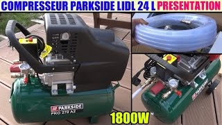 compresseur parkside lidl pko 270 1800w 24l air compressor kompressor [upl. by Enihpesoj804]