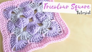 CROCHET Tricolour square tutorial  Bella Coco [upl. by Jobi690]