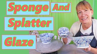 How to Sponge and Splatter Glaze Bisqueware  Easy Underglaze Techniques [upl. by Christianson]