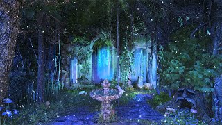 Enchanted Forest Night Ambience 10 hours ✨🌲 Mystical atmosphere nature sounds amp occasional rain [upl. by Minetta]